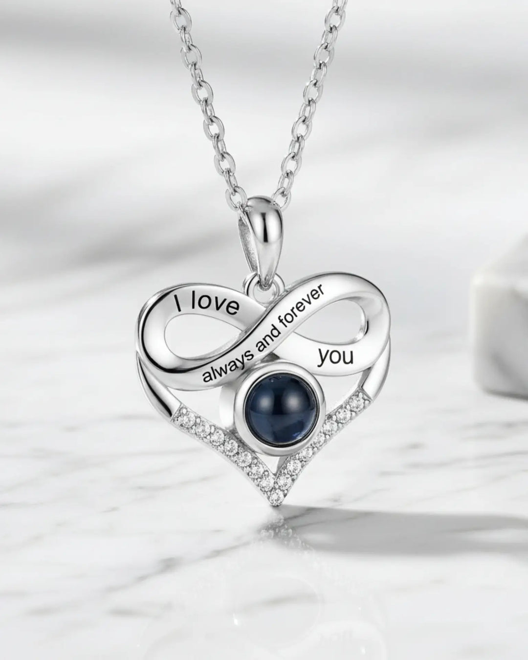 Personalised Infinity Heart Photo Projection & Engraving Necklace IfShe AU