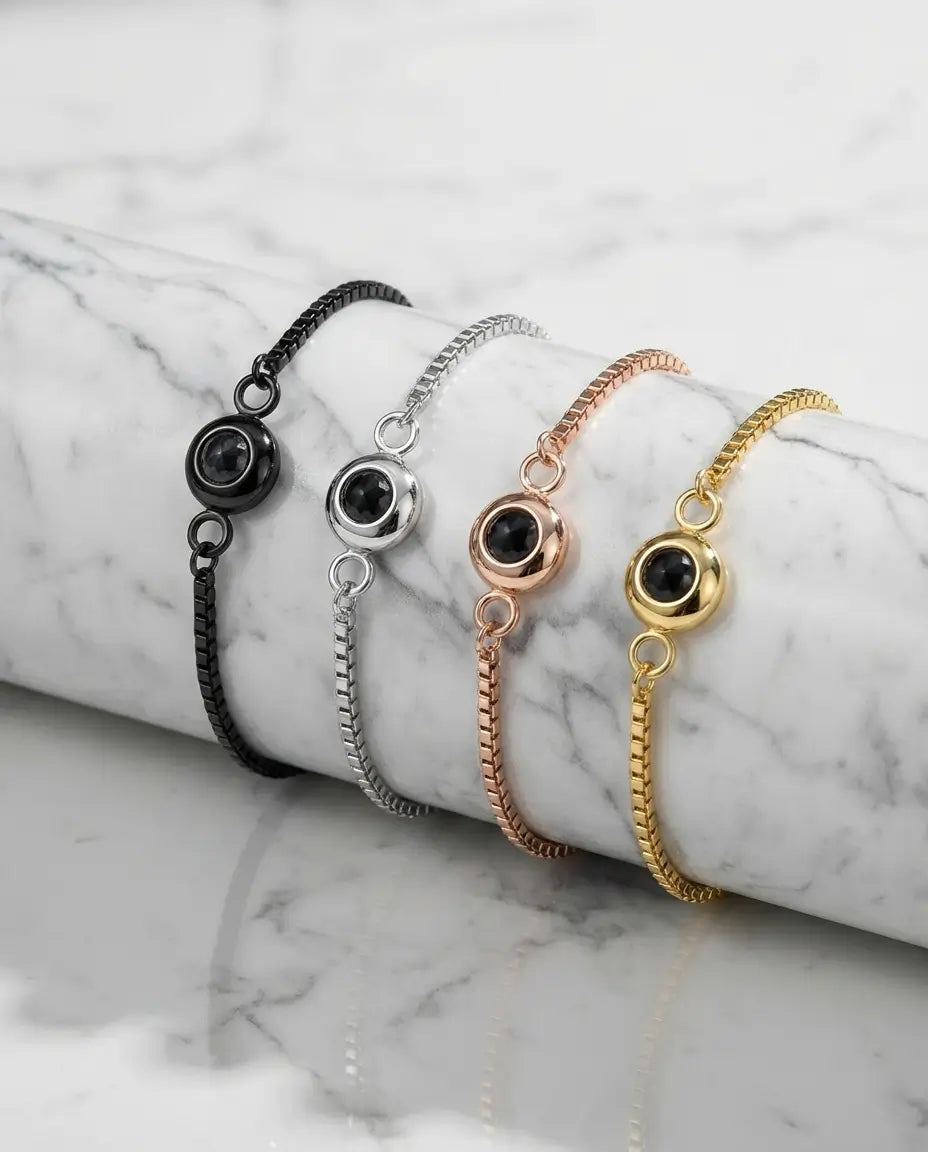 Personalised Photo Projection Bracelet - Adjustable Memory Slider Chain IfShe AU