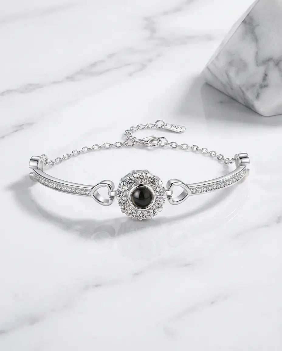 Personalised Photo Projection Bracelet - Halo Crystal Charm IfShe AU