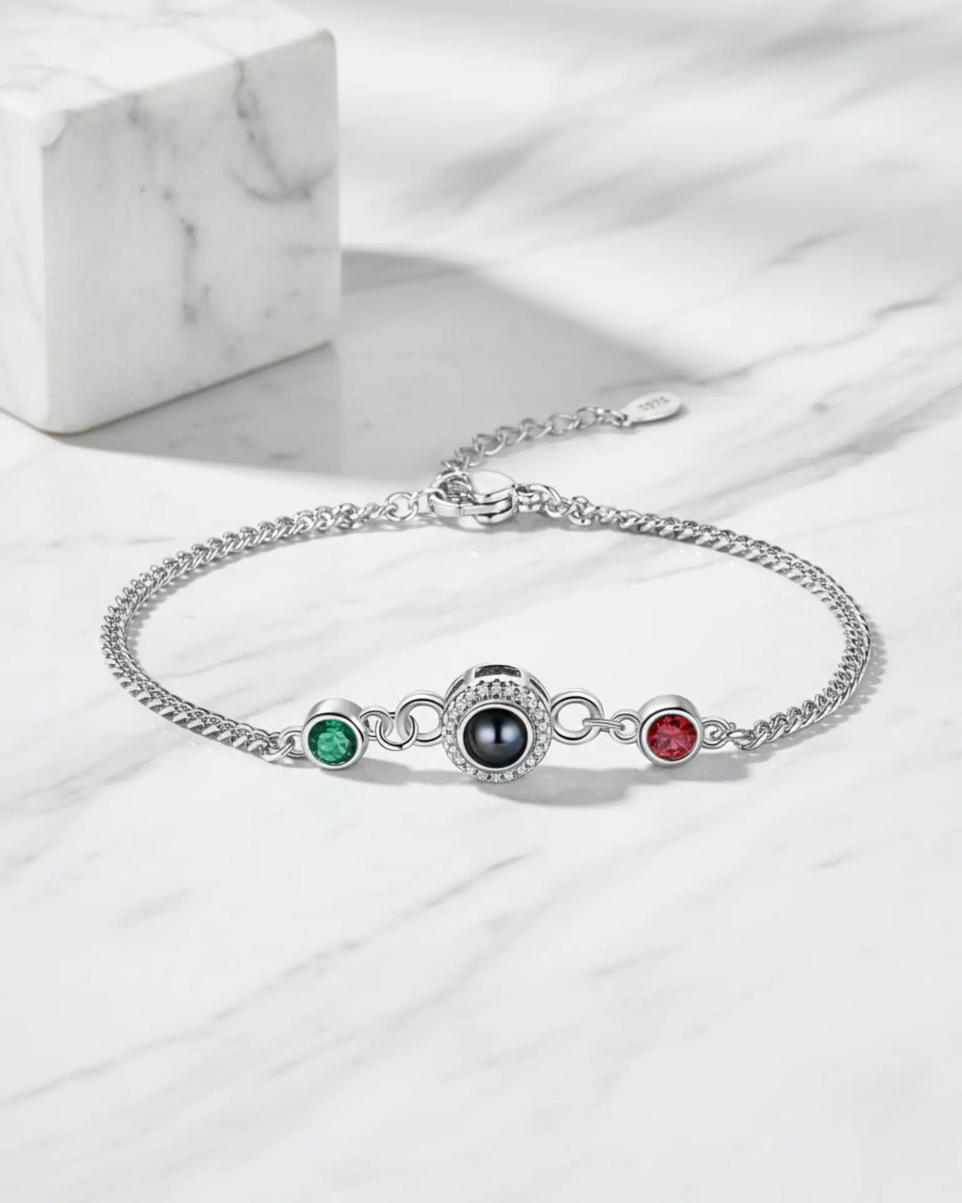 Personalised Photo Projection Bracelet with 2 Birthstones IfShe AU