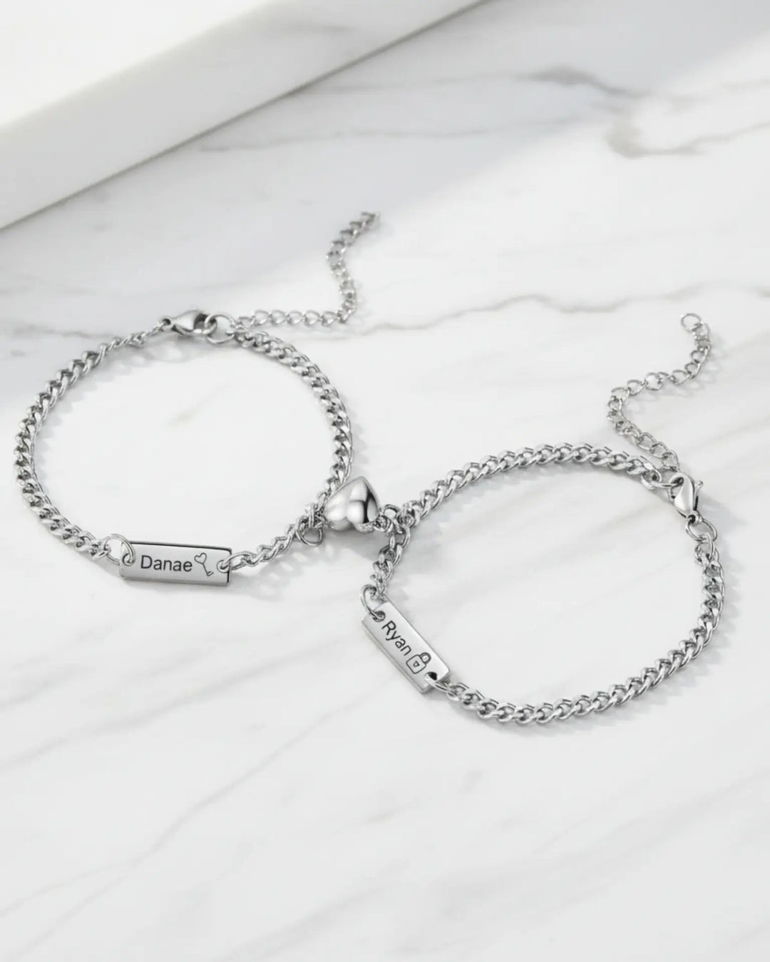Personalised Magnetic Lock & Key Couple Bracelets IfShe AU