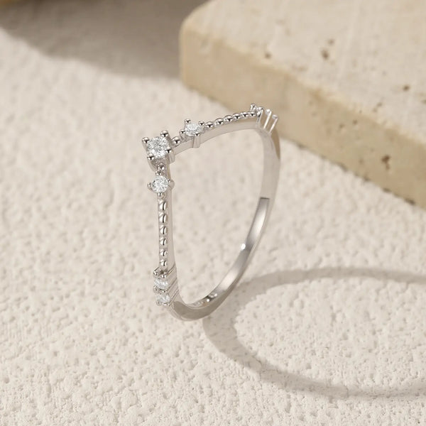 Sterling Silver Ring with Moissanite, Moissanite Wedding Band
