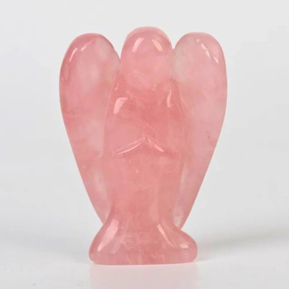 Rose Quartz Angel, Hand-Carved Healing Crystal Figurine