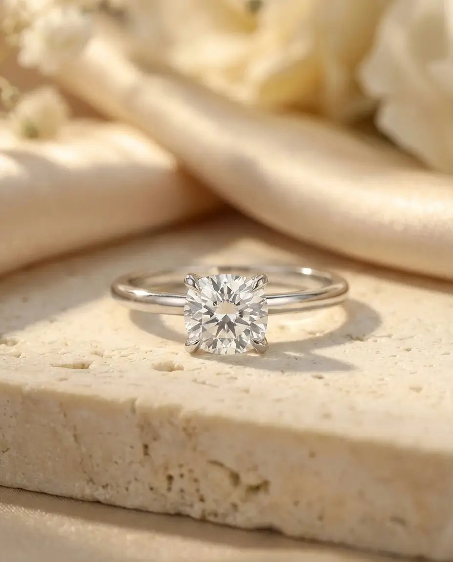 1ct Square Cushion Moissanite Solitaire Ring - Minimalist Sterling Silver Engagement Band - IfShe AU