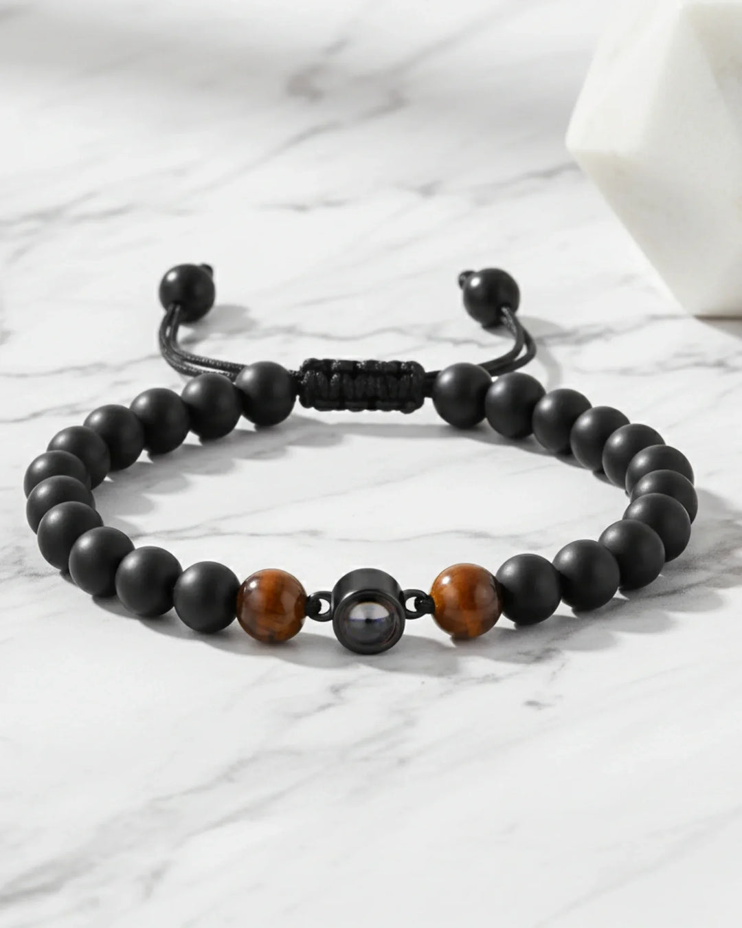 Men’s Photo Projection Bracelet – Volcanic Stone Beads with Hidden Picture Inside IfShe AU