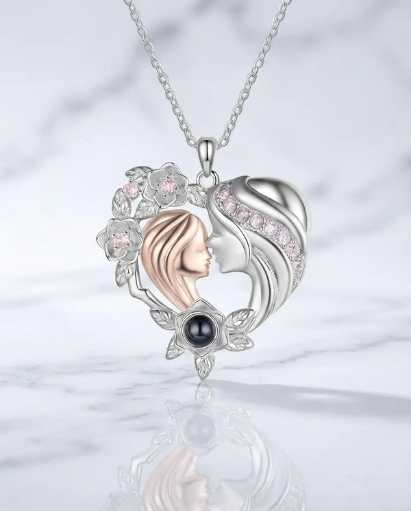 Mother & Daughter Heart Photo Projection Necklace - Picture Inside Pendant IfShe AU