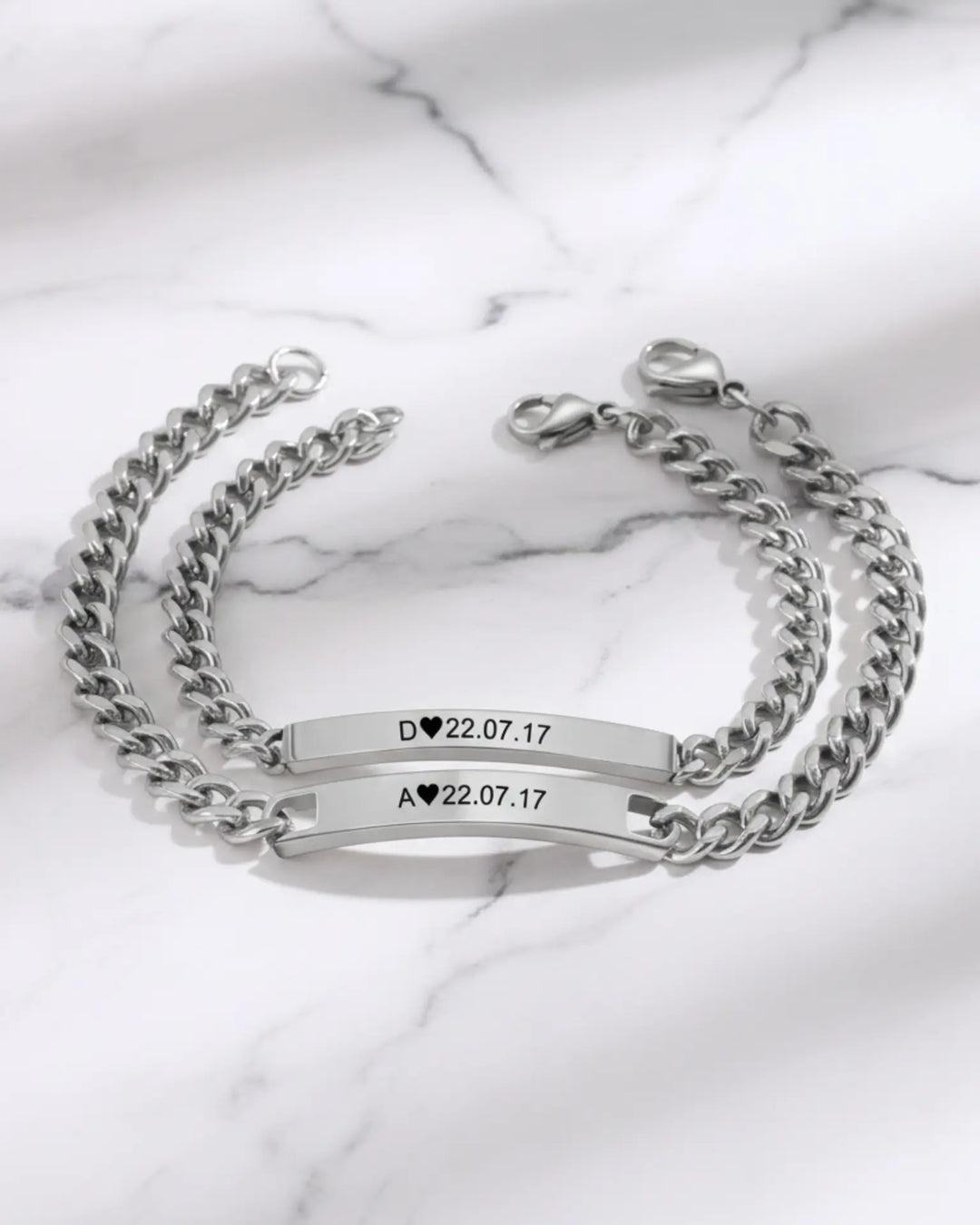 Personalised Bar Engraving Couple Bracelets (Initial & Date) IfShe AU