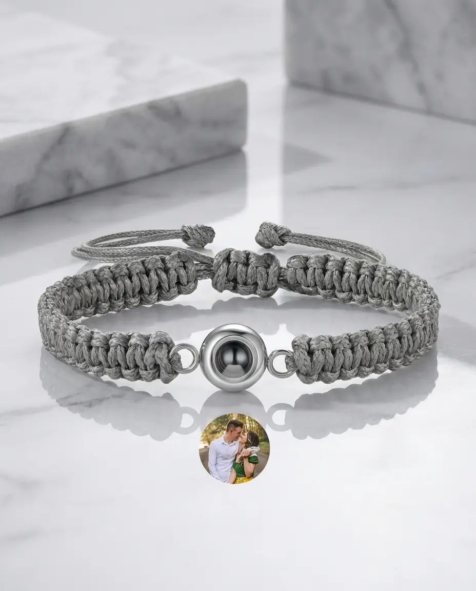 Personalised Braided Rope Photo Projection Bracelet - Unisex Picture Wristband IfShe AU