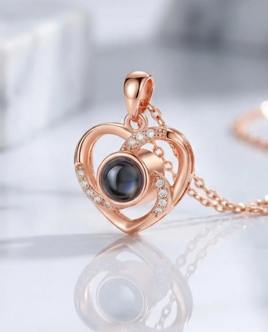 Personalised Heart Photo Projection Necklace - Hidden Picture Pendant IfShe AU