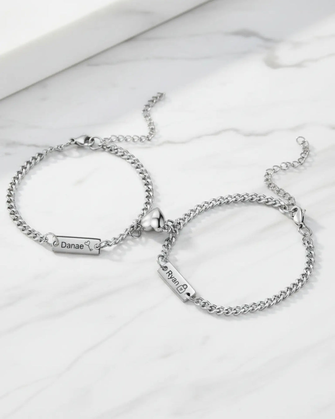 Personalised Magnetic Lock & Key Couple Bracelets IfShe AU