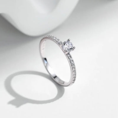 Moissanite Engagement Ring, 0.30ct Square Cut, 925 Sterling Silver Band, D Colour VVS1, Promise Gift for Her